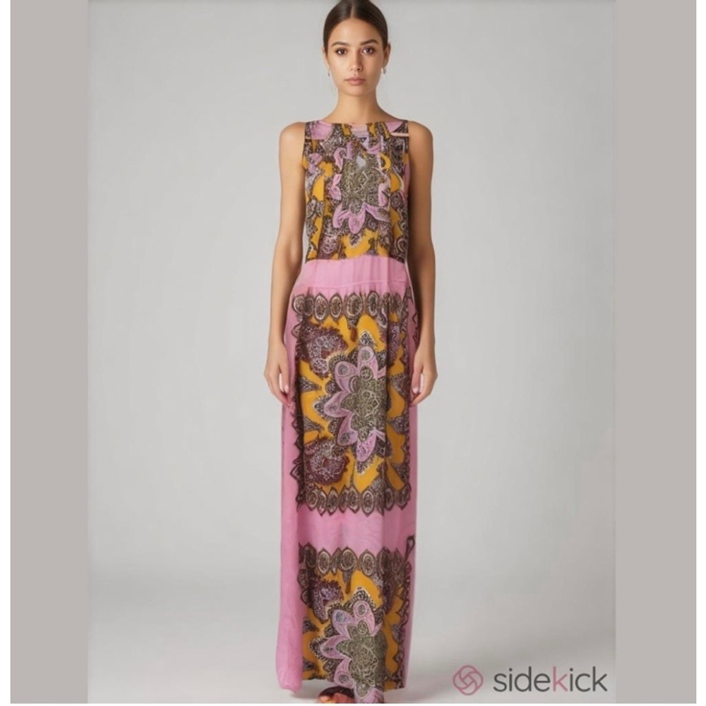 Ali & kris dress boho paisley orange pink luxe maxi Colorful Bohemian Maxi Dress